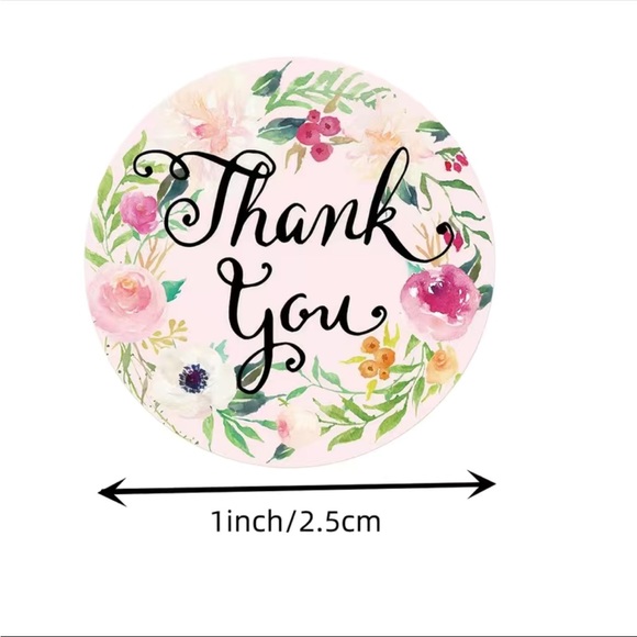 500 Roll Flowers Thank You Stickers PRICE IS FIRM - Picture 3 of 4